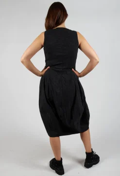 Rundholz Black Label Dresses^Sleeveless Zip Through Dress in Black Shiny Print