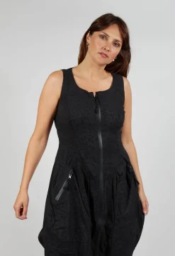 Rundholz Black Label Dresses^Sleeveless Zip Through Dress in Black Shiny Print