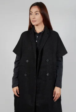 Album Di Famiglia Coats^Sleevless Coat Lino/WK in Black