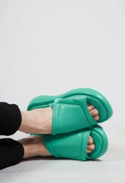 Malloni Sandals^Sliders with Chunky Soles in Green