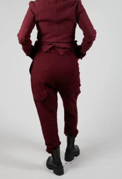 Rundholz Mainline Trousers^Slim Drop Crotch Trousers in Merlot