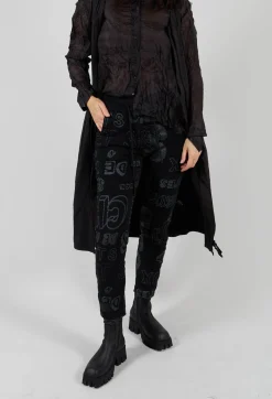 Rundholz Black Label Trousers^Slim Leg Joggers in Black Shiny Print