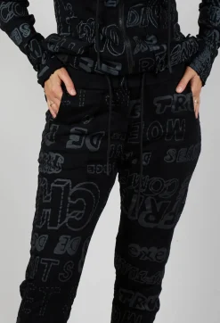 Rundholz Black Label Trousers^Slim Leg Joggers in Black Shiny Print