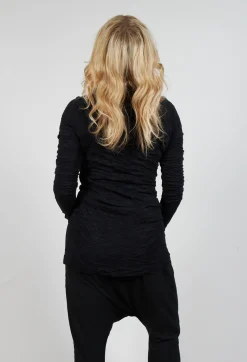 Rundholz Mainline Tops^Slim Roll Neck Crinkle Top in Black