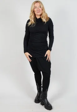 Rundholz Mainline Tops^Slim Roll Neck Crinkle Top in Black