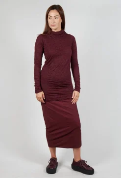 Rundholz Mainline Tops^Slim Roll Neck Crinkle Top in Merlot