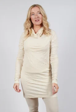 Rundholz Mainline Tops^Slim Roll Neck Crinkle Top in Bone