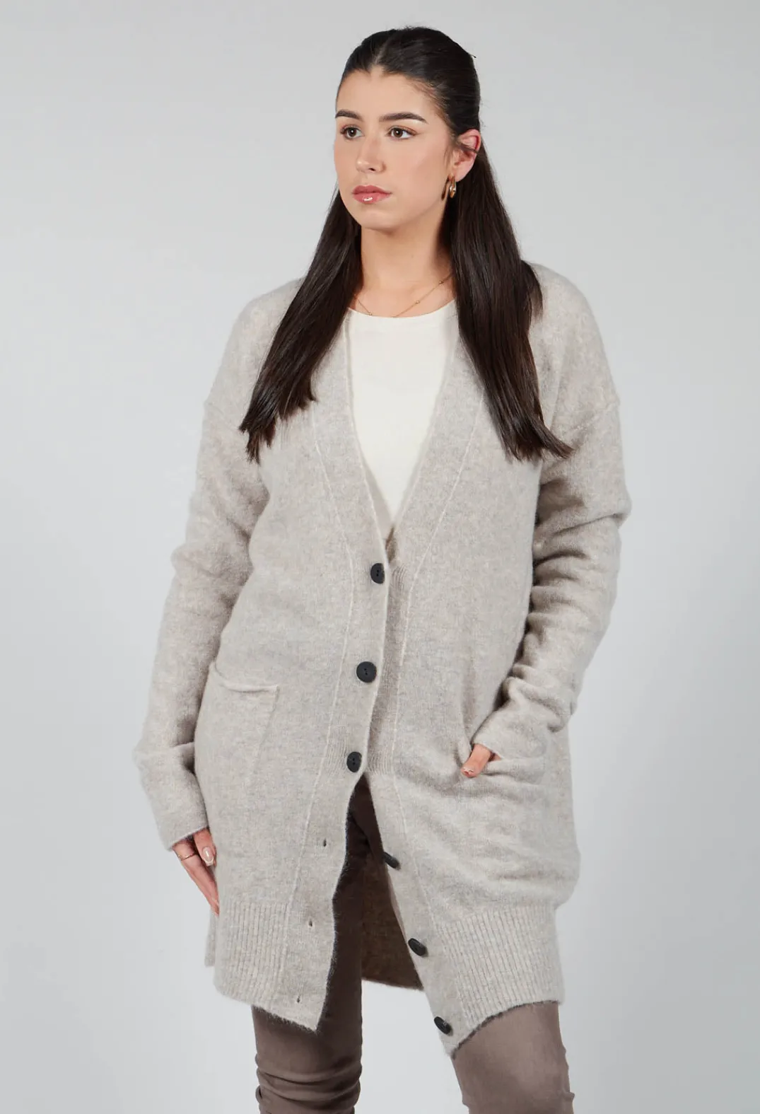 Isabel Benenato Cardigans^Slouch Cardigan in Plaster