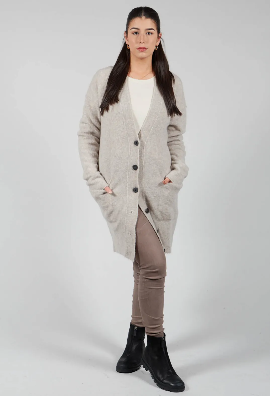 Isabel Benenato Cardigans^Slouch Cardigan in Plaster