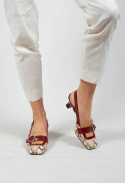 Chie Mihara Heels^Snake Print Kitten Heel Sandal