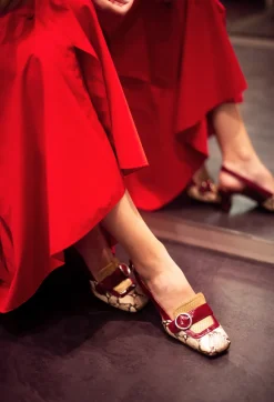 Chie Mihara Heels^Snake Print Kitten Heel Sandal