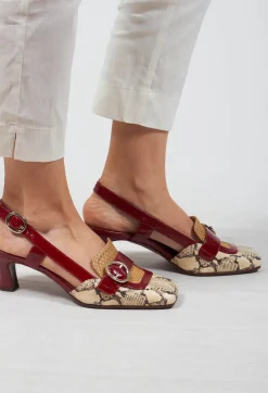 Chie Mihara Heels^Snake Print Kitten Heel Sandal