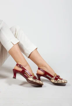 Chie Mihara Heels^Snake Print Kitten Heel Sandal