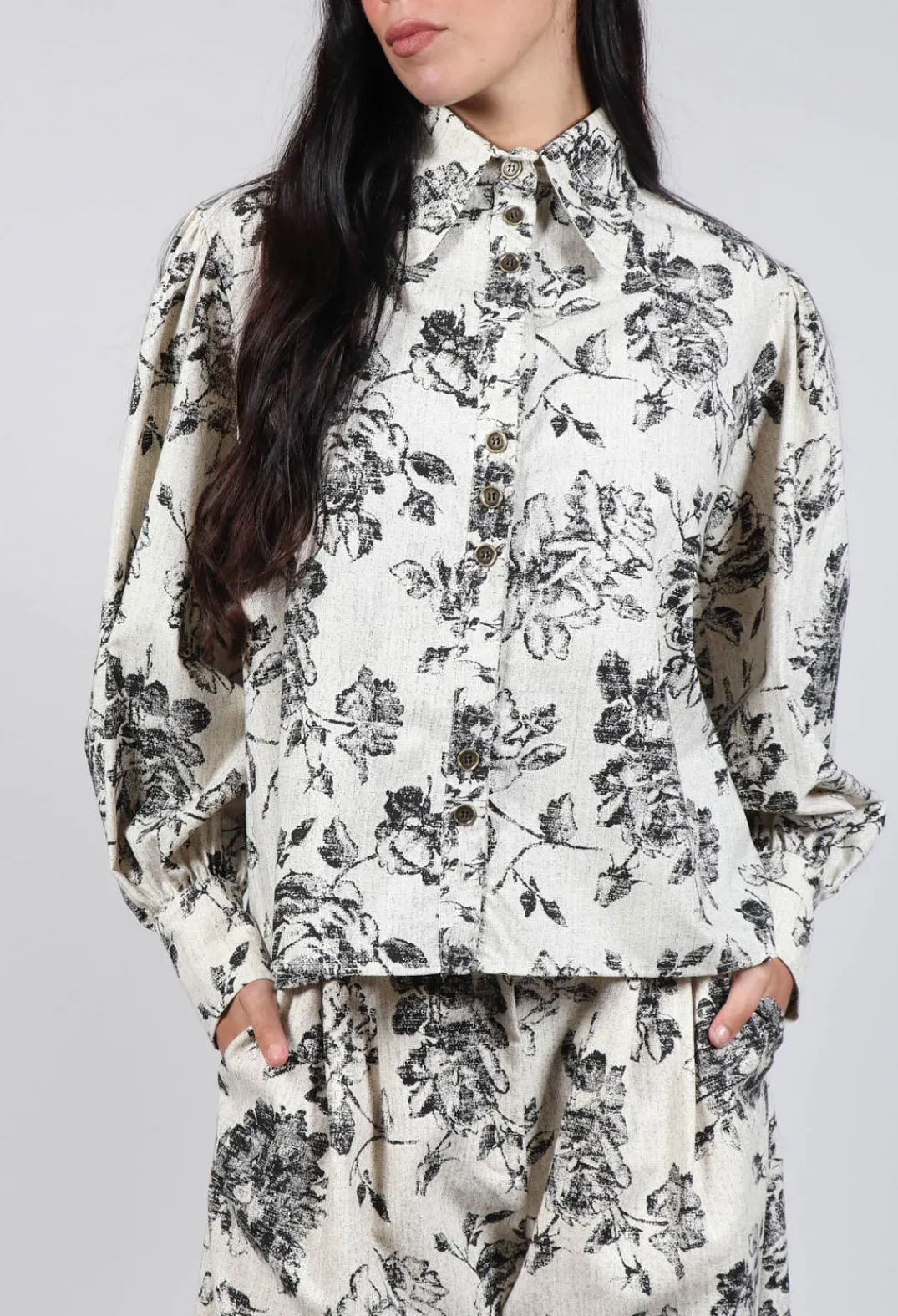 Another Archive Shirts & Blouses^Soft Black Flower Shirt