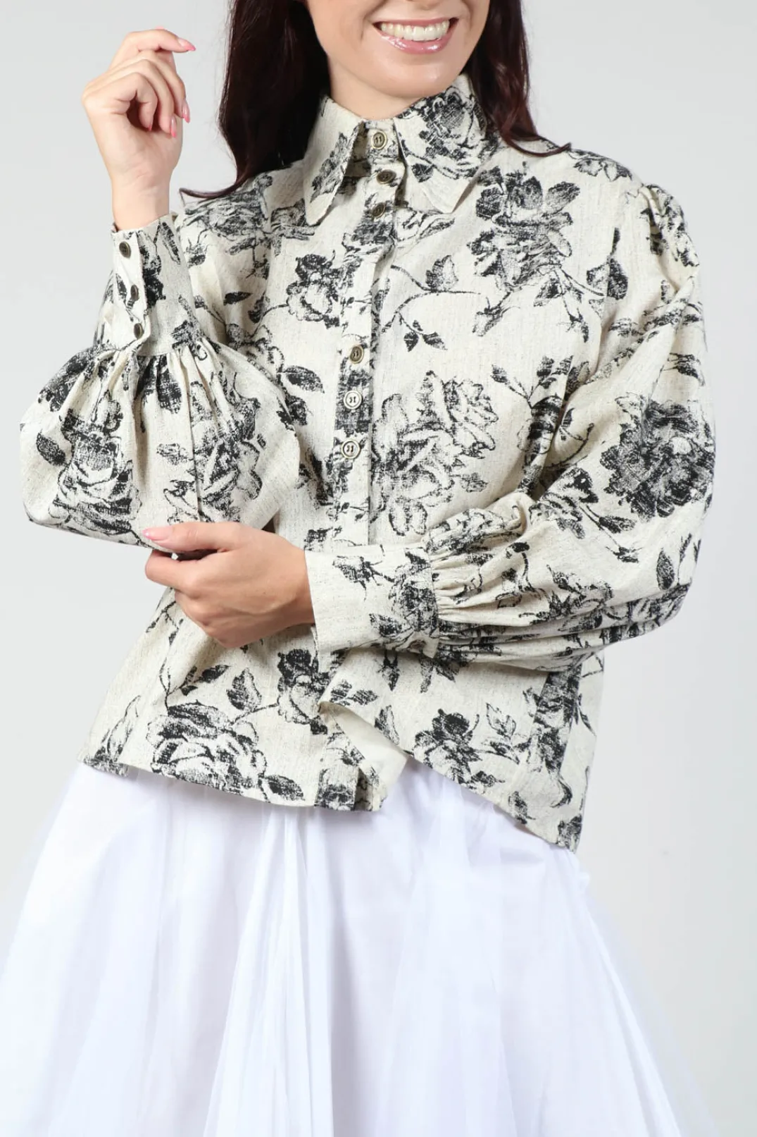 Another Archive Shirts & Blouses^Soft Black Flower Shirt