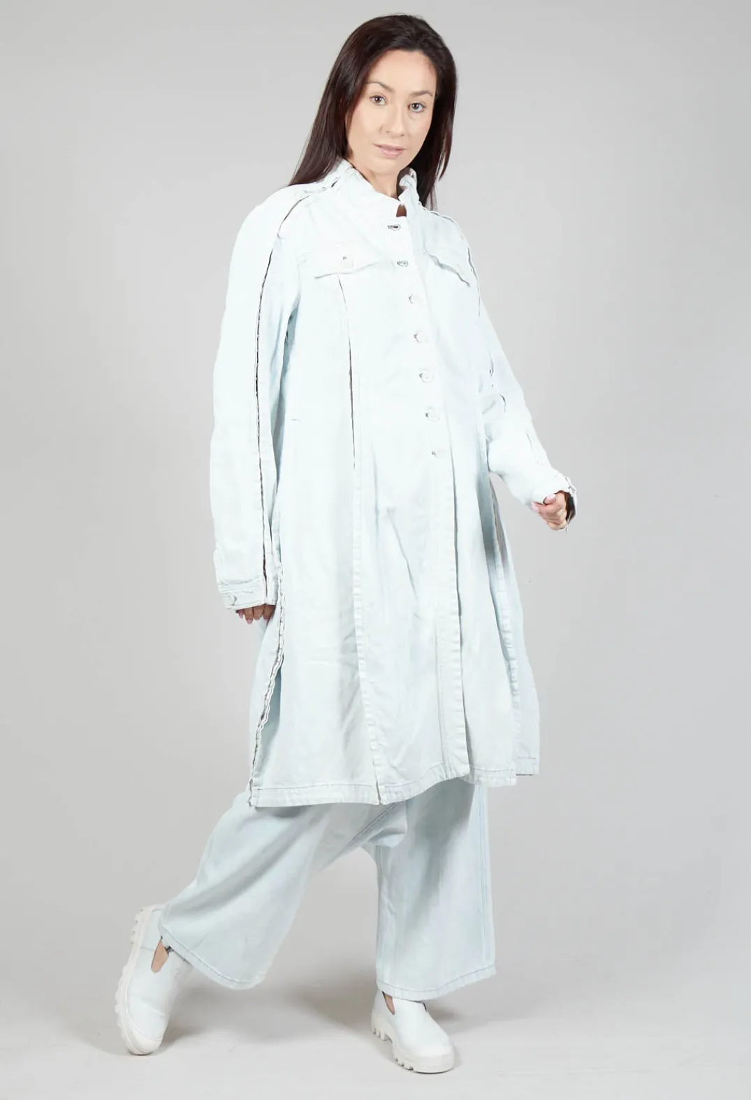 Rundholz Mainline Coats^Split Sleeve Coat in Light Blu Jeans