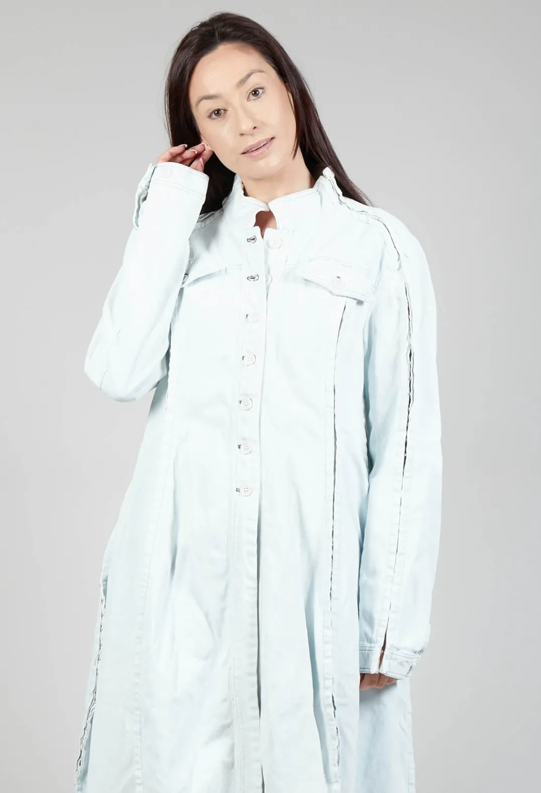 Rundholz Mainline Coats^Split Sleeve Coat in Light Blu Jeans