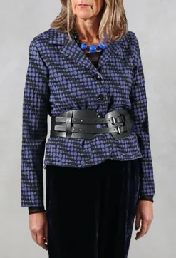 Out of Xile Jackets^Spotty Jacquard Short Jacket with Button Front in Blueberry