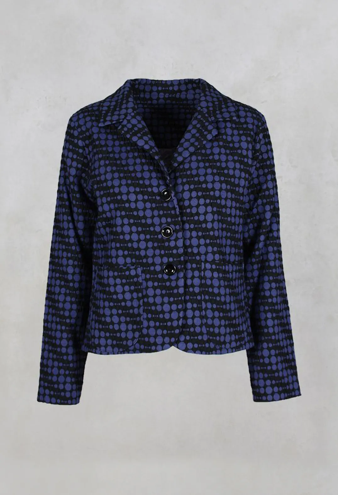 Out of Xile Jackets^Spotty Jacquard Short Jacket with Button Front in Blueberry