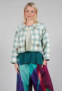 Traces of Me Jackets^Square Flower Chess Bolero in Blue Jade
