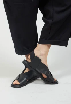 Papucei Flats^Square Toe Seamus Flat in Black and Silver