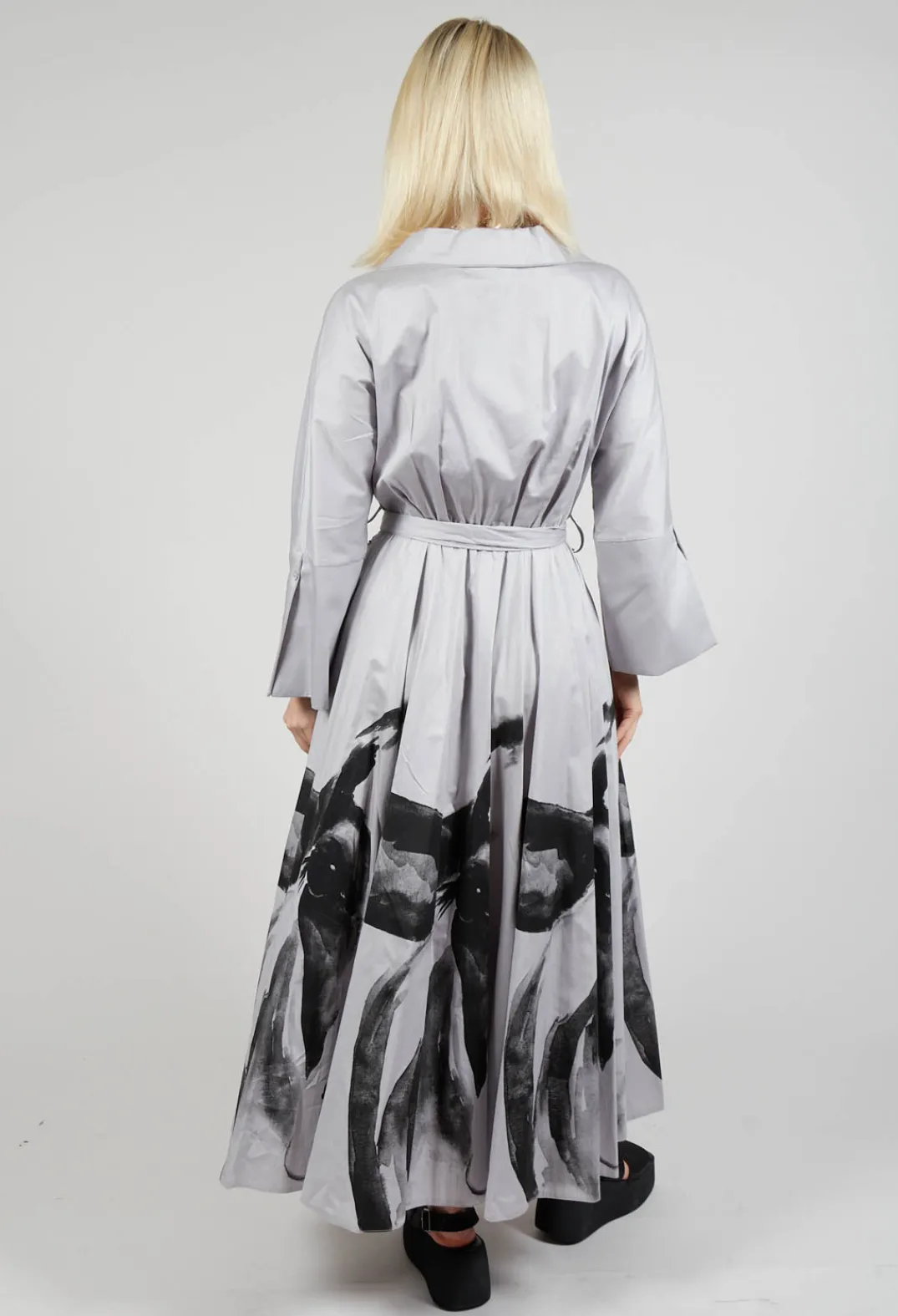 Bize Dresses^Statement Collar Dress in Grey