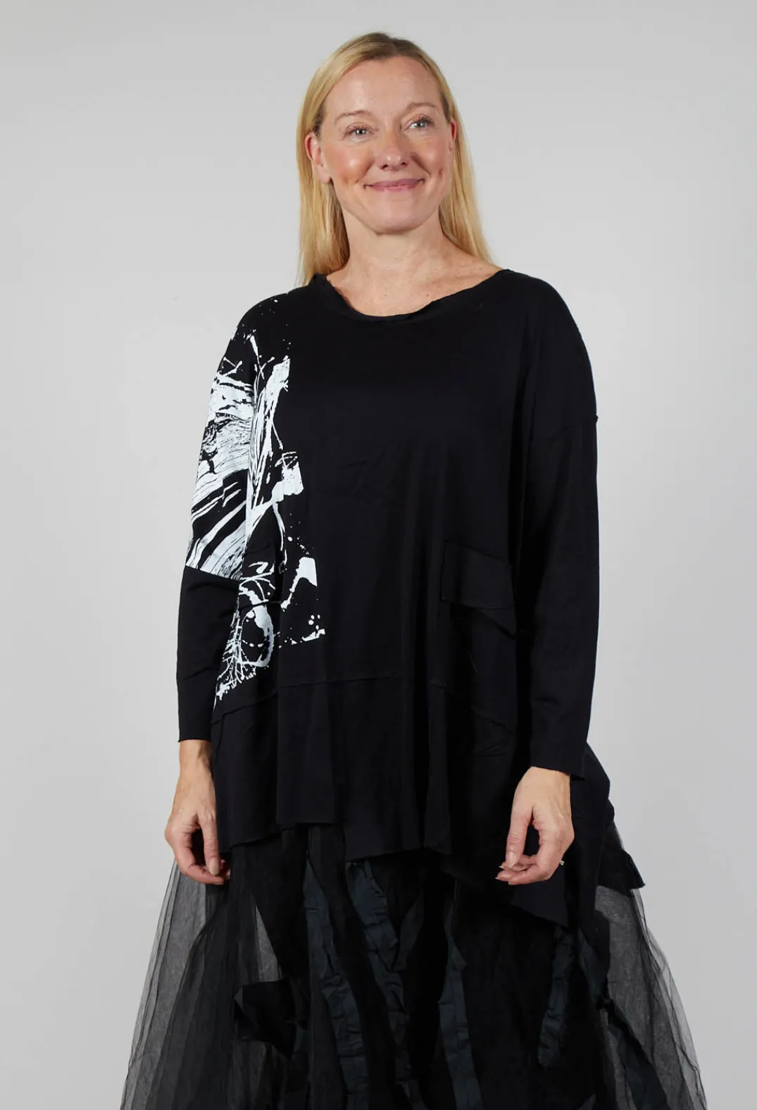 Bread and Butter Tops^Statement Print Top in Black