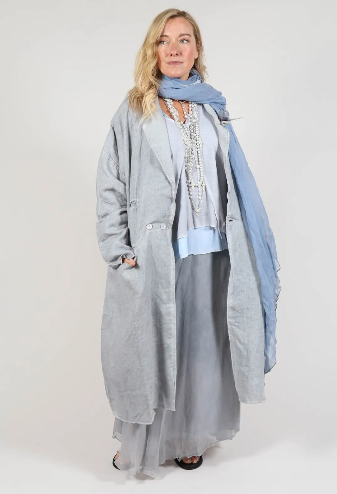 Umit Unal Coats^Stitch Cotton Overcoat in Original Grey