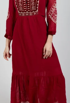 Rene Derhy Dresses^Stitch Detail Dress in Rouge
