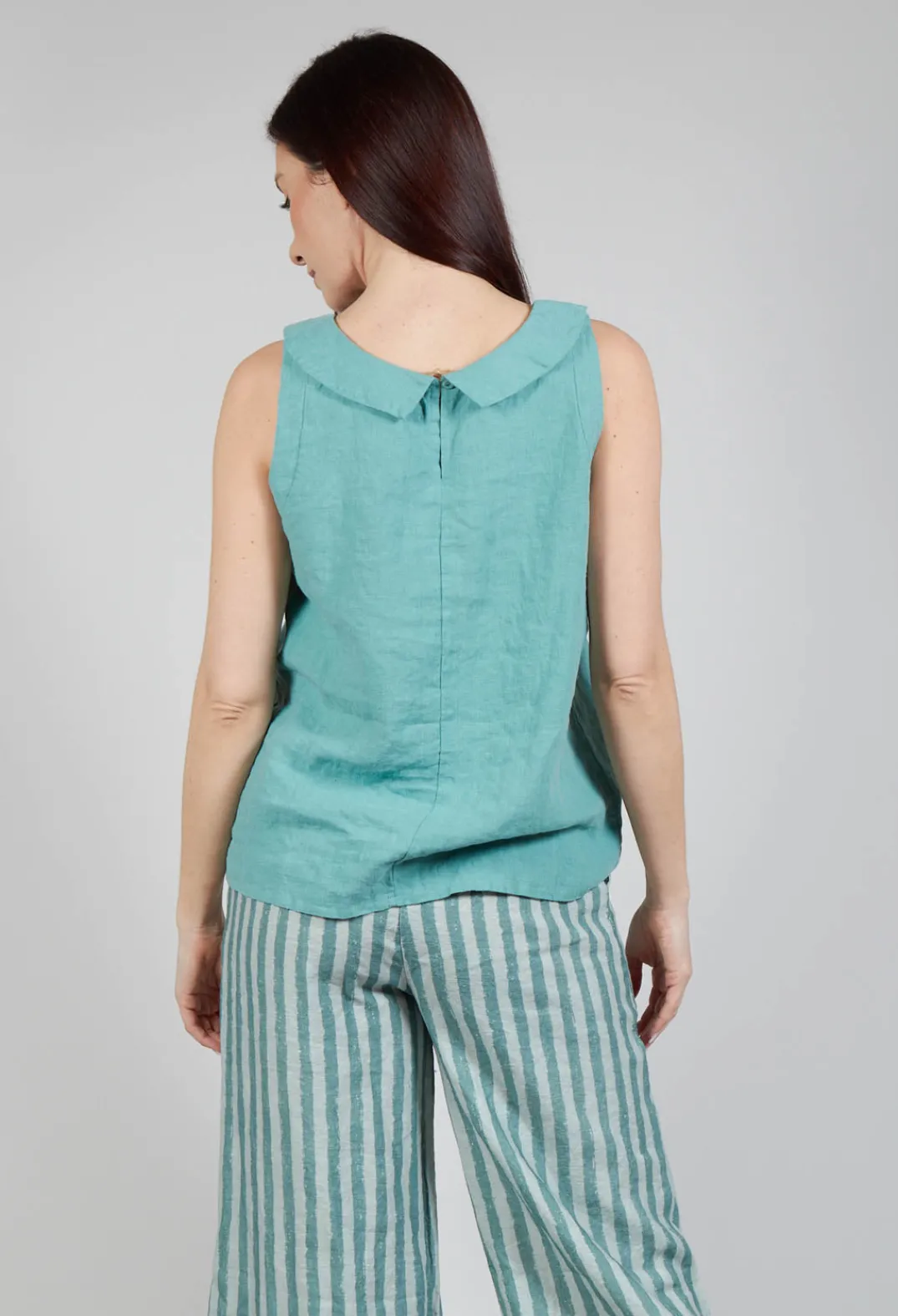 Thing Tops^Stitch Detail Linen Vest Top in Teal