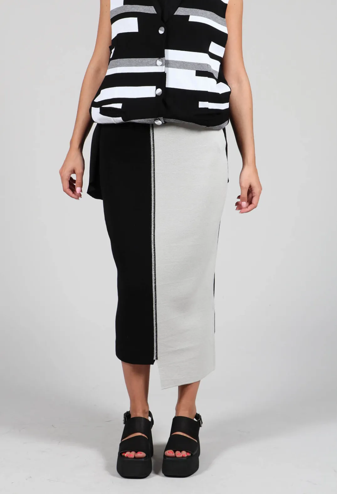 Philomena Christ Skirts^Stitch Pencil Skirt in Black and Silver