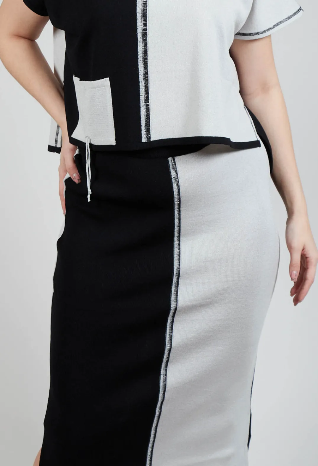 Philomena Christ Skirts^Stitch Pencil Skirt in Black and Silver