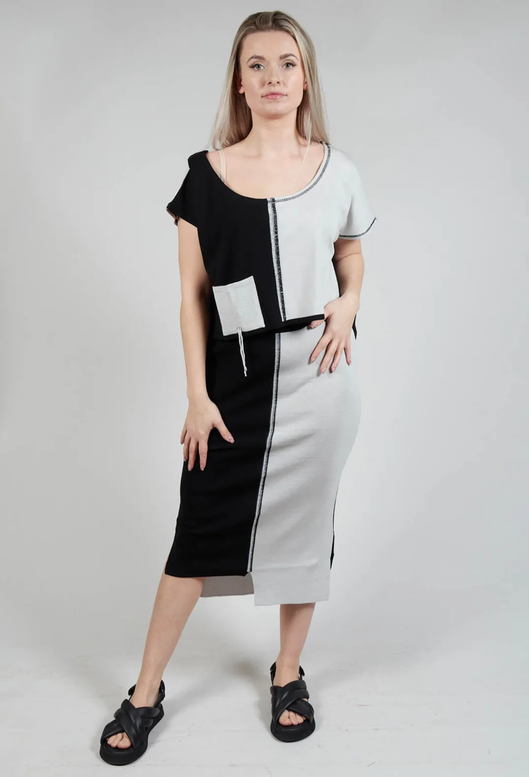 Philomena Christ Skirts^Stitch Pencil Skirt in Black and Silver