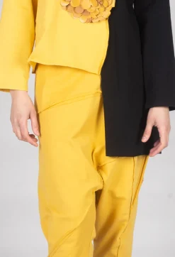 Bread and Butter Trousers^Stitched Cotton Trouers in Yellow and Black