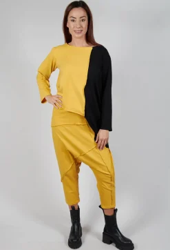 Bread and Butter Trousers^Stitched Cotton Trouers in Yellow and Black