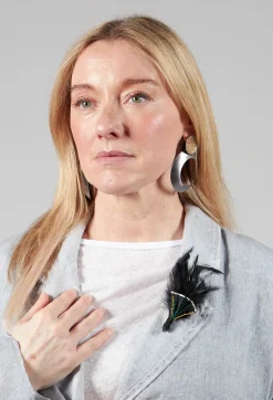 Umit Unal Brooches^Stitched Feather Pin in Original Black