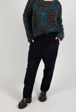 Umit Unal Trousers^Straight Leg Cord Trousers in Navy