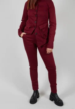 Pal Offner Trousers^Straight Leg Stretch Denim Trousers in Merlot