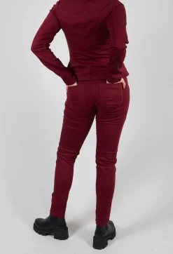 Pal Offner Trousers^Straight Leg Stretch Denim Trousers in Merlot