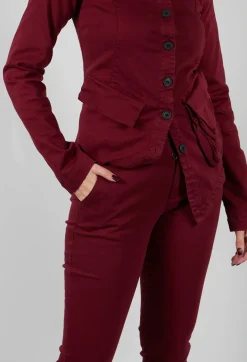 Pal Offner Trousers^Straight Leg Stretch Denim Trousers in Merlot