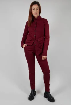Pal Offner Trousers^Straight Leg Stretch Denim Trousers in Merlot