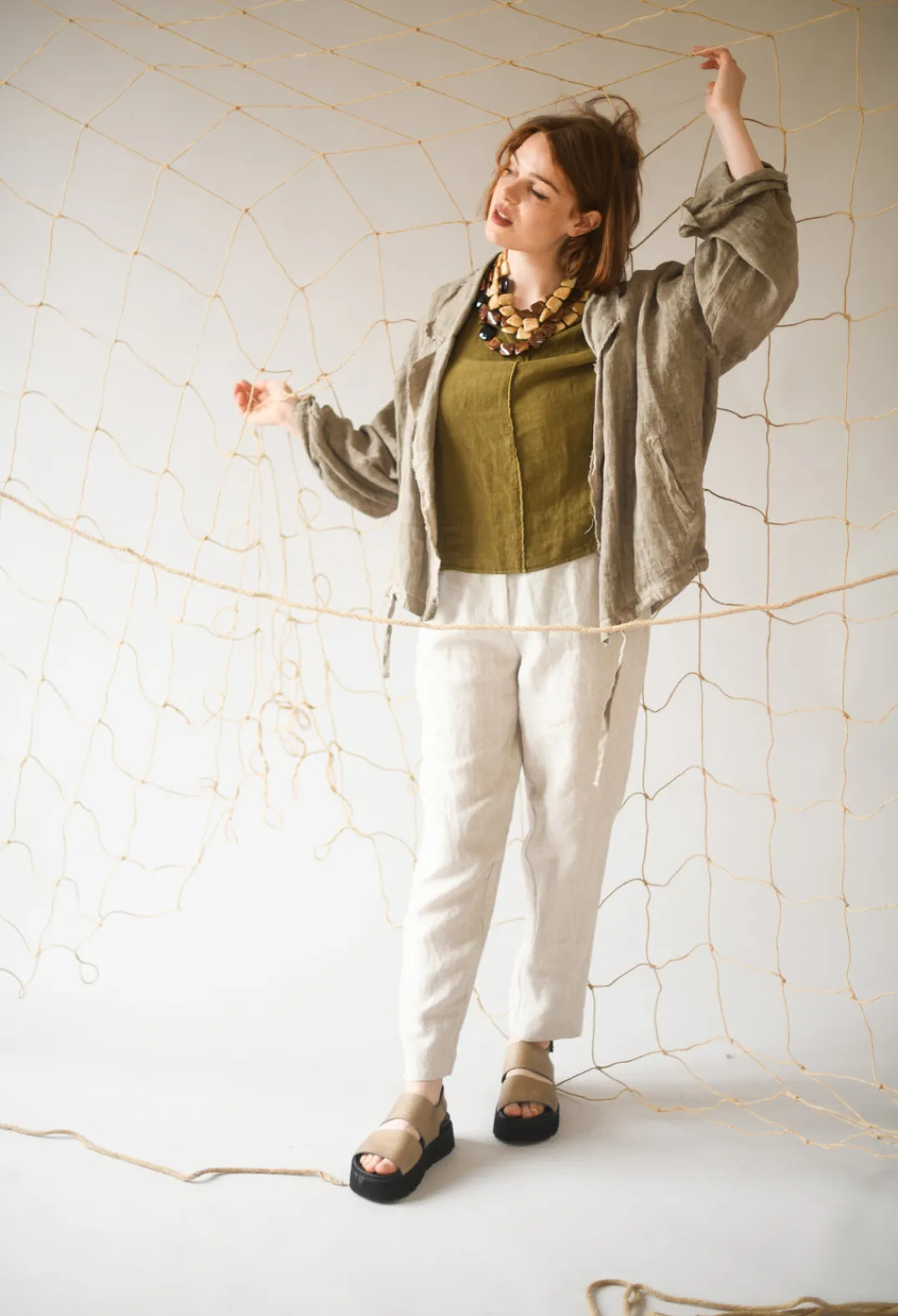Tadashi Trousers^Straight Leg Trousers in Beige
