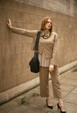 Mei Meij Trousers^Straight Leg Trousers in Camel