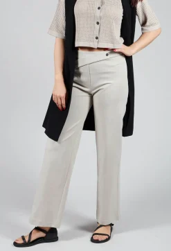 Sarah Pacini Trousers^Straight Leg Trousers with Cut Out in Mastic