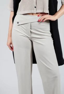 Sarah Pacini Trousers^Straight Leg Trousers with Cut Out in Mastic