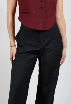 Mei Meij Trousers^Straight Leg Trousers with Feature Hems in Nero