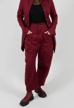 Pal Offner Trousers^Stretch Denim Balloon Trousers in Merlot