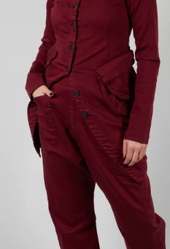 Pal Offner Trousers^Stretch Denim Balloon Trousers in Merlot