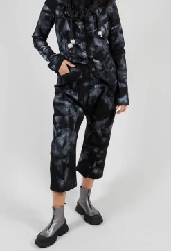 Pal Offner Trousers^Stretch Denim Balloon Trousers in Black with Silver Finish