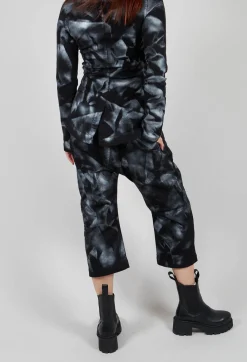 Pal Offner Trousers^Stretch Denim Balloon Trousers in Black with Silver Finish